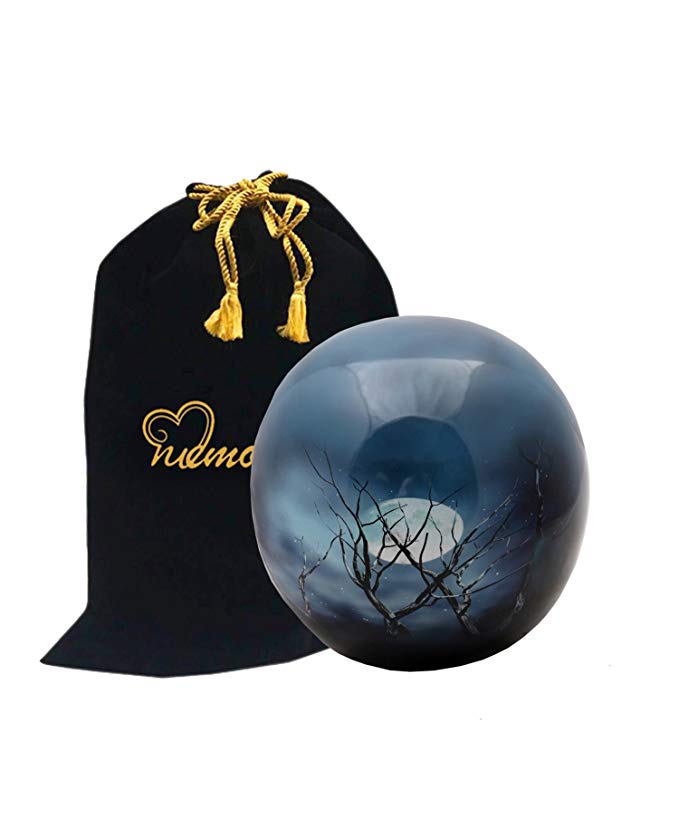 MEMORIALS 4U Midnight Moon Sphere of Life Cremation Urn - 100% Handcrafted Adult Funeral Urn - Solid Metal Affordable Large Urn for Human Ashes
