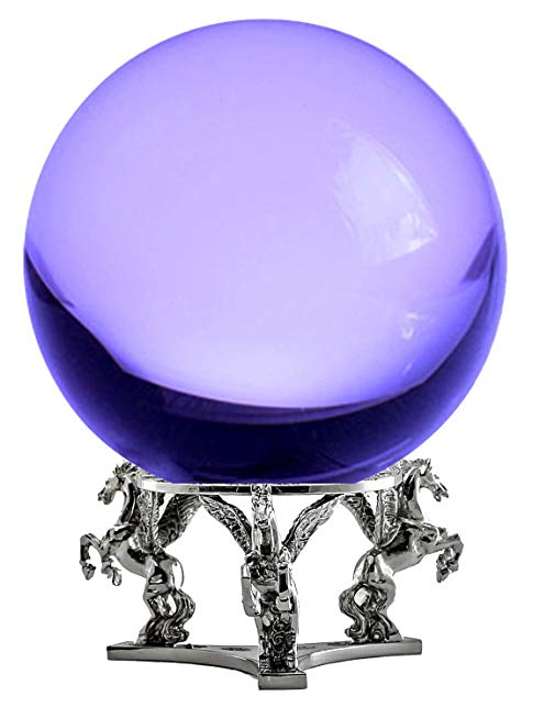 Amlong Crystal Purple Crystal Ball 130mm (5 in.) Including Silver Pegasus Stand