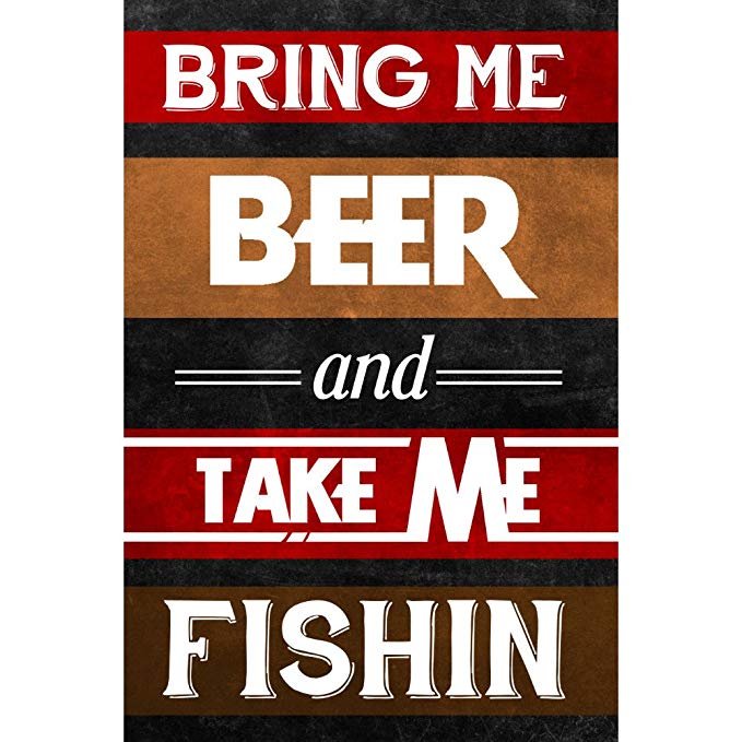 iCandy Combat Aluminum Metal Bring Me Beer and Take Me Fishin Wall Decoration Fishing Sign - 6 Pack Large Signs, 12x18