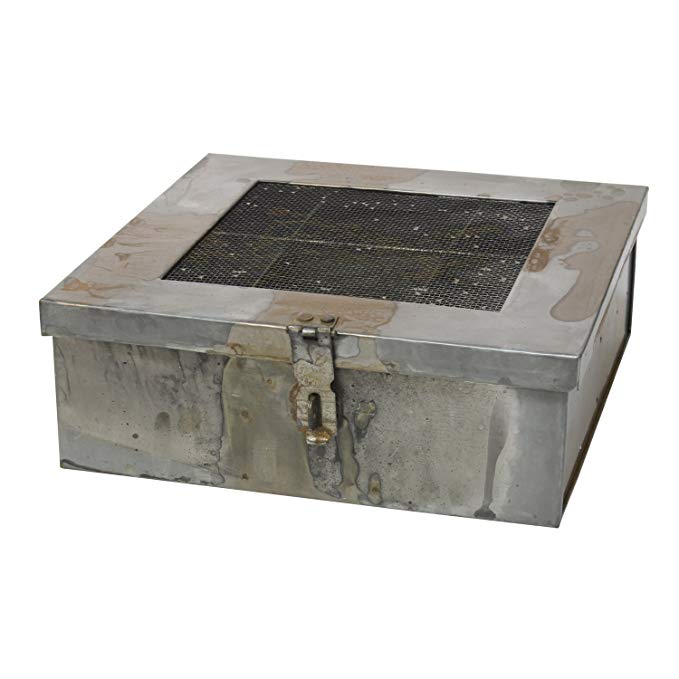 Stonebriar Industrial Galvanized Metal Storage Box with Hinged Lid and 6 Divided Compartments, Decorative Trinket and Keepsake Box, Unique Jewelry Holder, Desk Organizer