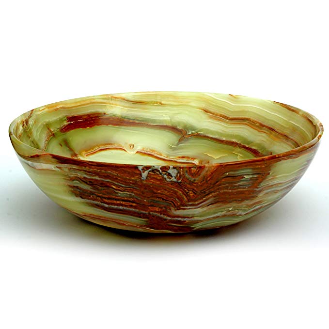 Natures Artifacts Beautifully handcrafted Multi Green Onyx Serving Bowl - 100% Natural Stone - 12