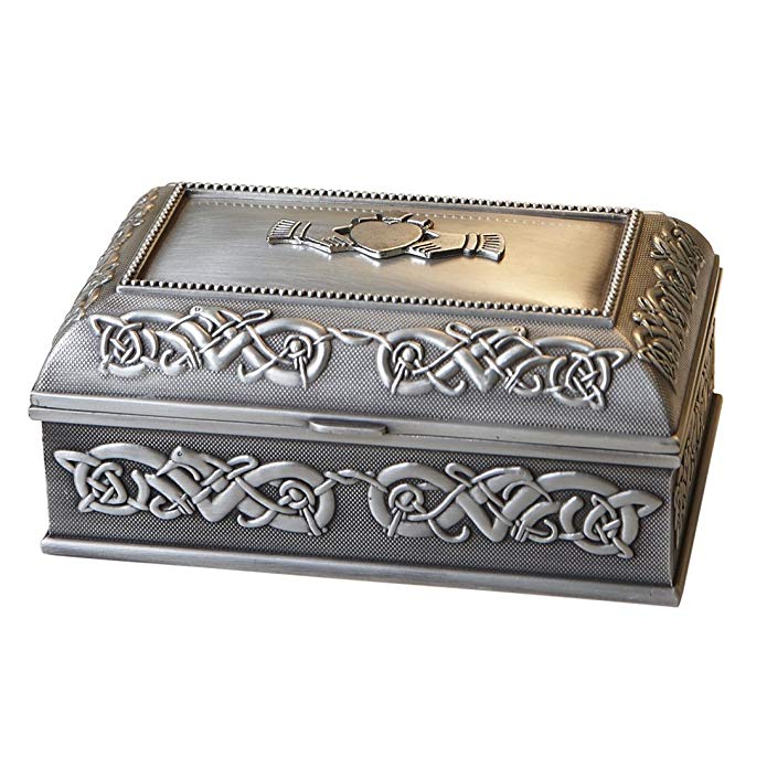 Handcrafted Irish Claddagh Jewelry Box by Mullingar Pewter