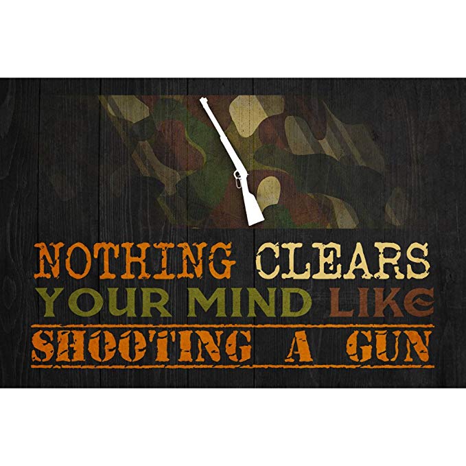 iCandy Combat Aluminum Metal Nothing Clears Your Mind Like Shooting A Gun Quote Camo Print Guns Hunting Outdoor Sign Large S, 12x18