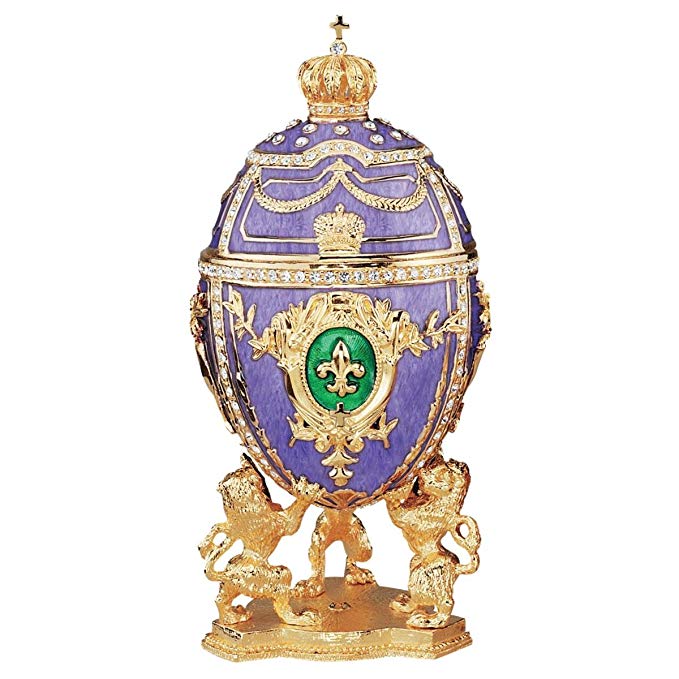 Design Toscano The Regal Purple Collection Romanov Style Enameled Egg: Fleur-de-Lis