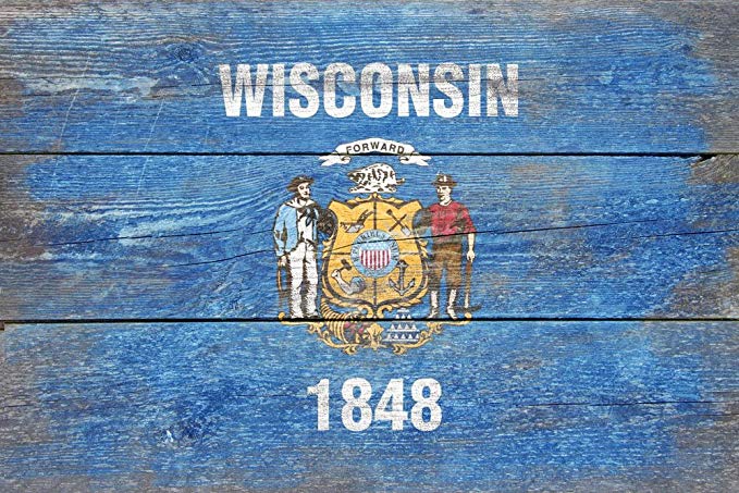 Rustic Wisconsin State Flag (16x24 SIGNED Print Master Giclee Print w/ Certificate of Authenticity - Wall Decor Travel Poster)