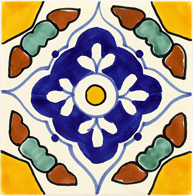 Tierra y Fuego Box of 45-4¼ x 4¼ Guadalajara - Talavera Mexican Ceramic Tiles