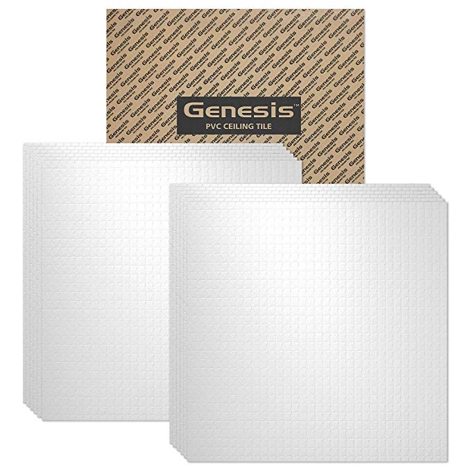 GENESIS - Classic Pro White 2x2 Ceiling Tiles 3 mm Thick (Carton 12) – These 2’x2’ Drop Ceiling Tiles are Water Proof Won’t Break - Fast Easy Installation (2’ x 2’ Tile)