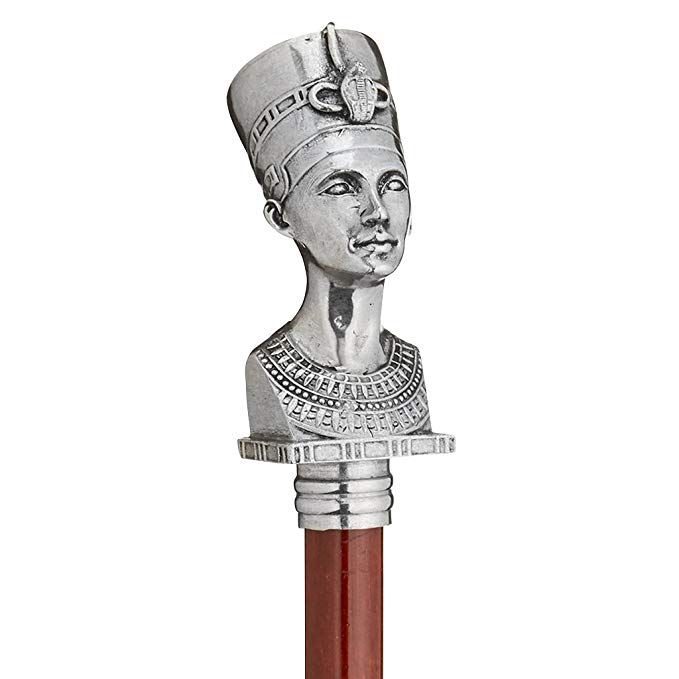 Design Toscano The Padrone Collection Bust of Egyptian Queen Nefertiti Pewter Walking Stick