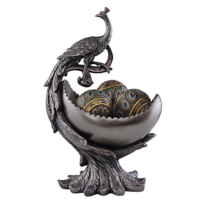 Design Toscano Peacock's Bounty Centerpiece Sculptural Bowl