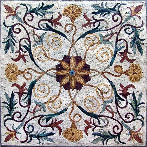 Handmade Geometric Marble Mosaic Stone Art Tile, 24