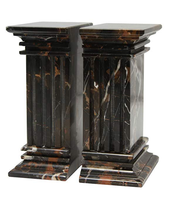 MarbleCrafter Black and Gold Fluted Column Bookends