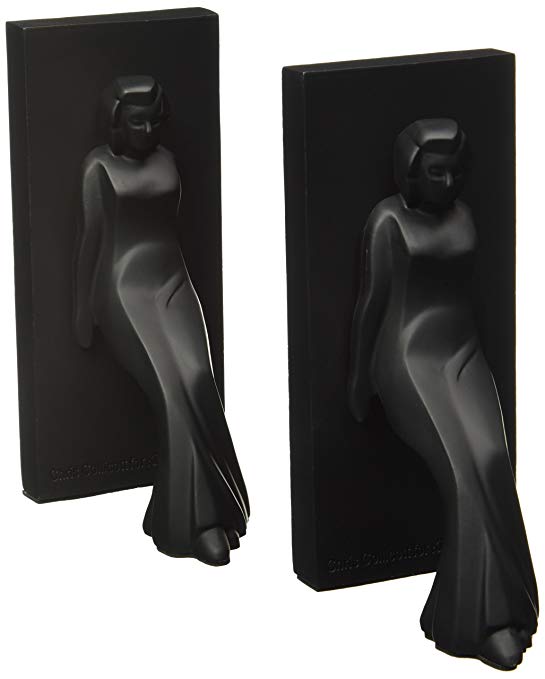 Kikkerland Pair of Leaning Ladies Bookends, Black