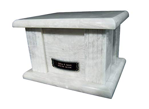 Star Legacy's Classic White Large Marble Adult Funeral Cremation Urn for Human Ashes