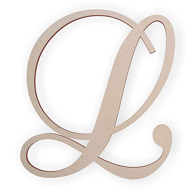 Jess and Jessica Wooden Letter L, Wooden Monogram Wall Hanging, Large Wooden Letters, Cursive Wood Letter