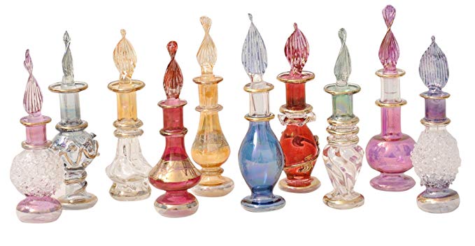 CraftsOfEgypt Genie Blown Glass Miniature Perfume Bottles for Perfumes & Essential Oils, Set of 50 Decorative Vials, Each 2