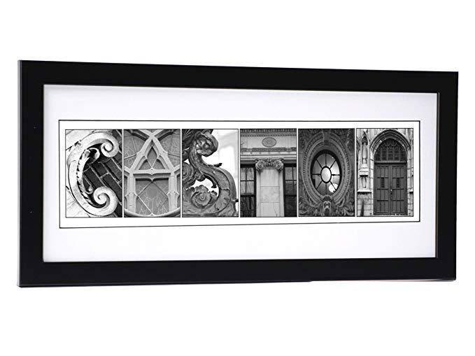 Creative Letter Art Personalized Wedding Name Sign created with Architectural Alphabet Photography includes 12 by 26 inch Frame with Mat - Best Wedding Gift