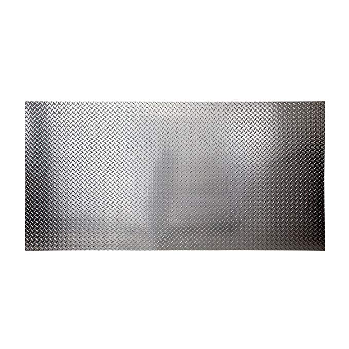 Fasade - 4ft x 8ft x .013in Diamond Plate Brushed Aluminum Decorative Wall Panel - Fast and Easy Installation (4' X 8')