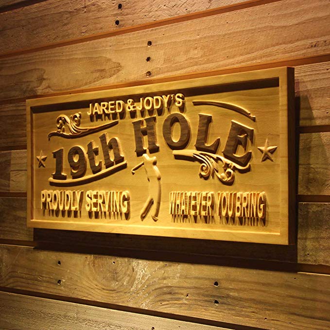 ADVPRO wpa0381 Name Personalized Golf 19th Hole Club House Decoration Gifts Wood Engraved Wooden Sign - Large 26.75