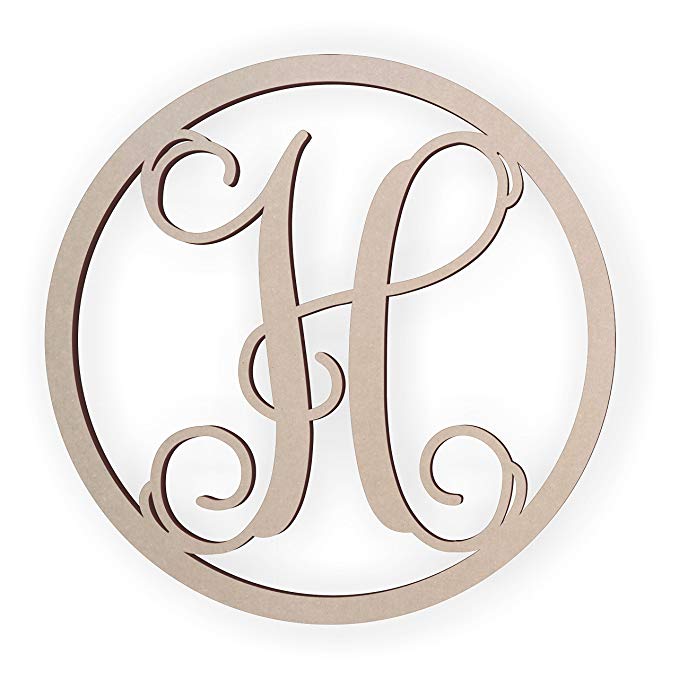 Jess and Jessica Wooden Letter H, Wooden Monogram Wall Hanging, Large Wooden Letters, Cursive Wood Letter