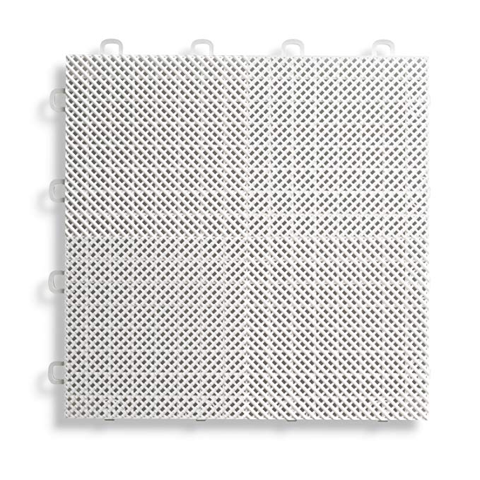 BlockTile B2US4130 Deck and Patio Flooring Interlocking Tiles Perforated Pack, White, 30-Pack