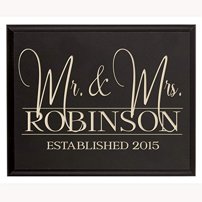 Personalized Mr & Mrs Wedding Gift for Couple, Custom Mr & Mrs Gift with Family Established Year to Remember By LifeSong Milestones (Black, 12x15)