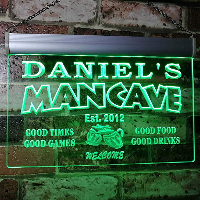 x0012-tm-g Man Cave Bar Custom Personalized Your Name Established Date LED Neon Sign Green 24