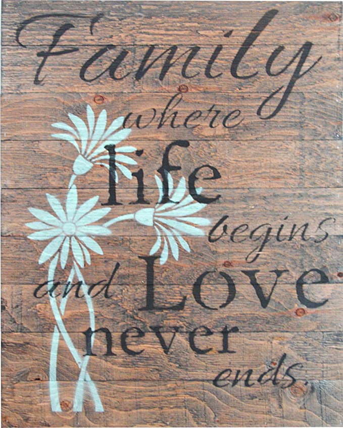 FAMILY WHERE LIFE BEGINS AND LOVE NEVER ENDS RUSTIC BARN WOOD PALLET SIGN 30