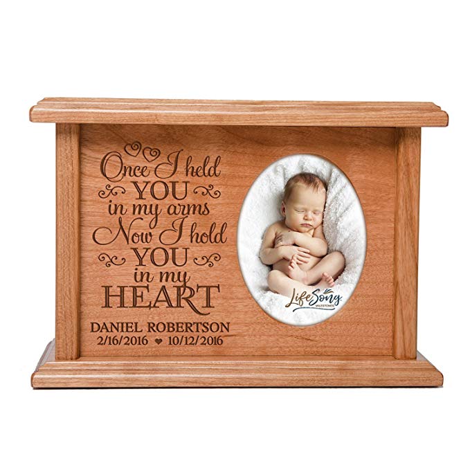 Cremation Urns for Human Ashes SMALL Memorial Keepsake box for cremains, personalized Urn for adults and children ashes Once I held YOU in my arms SMALL portion of ashes holds 2x3 photo