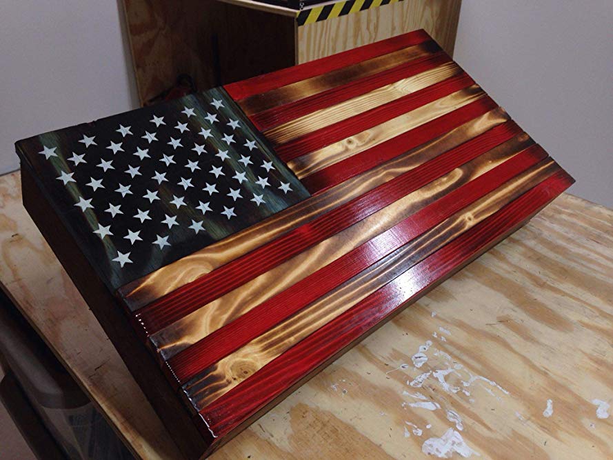 Rustic Wood American Flag Concealment Cabinet