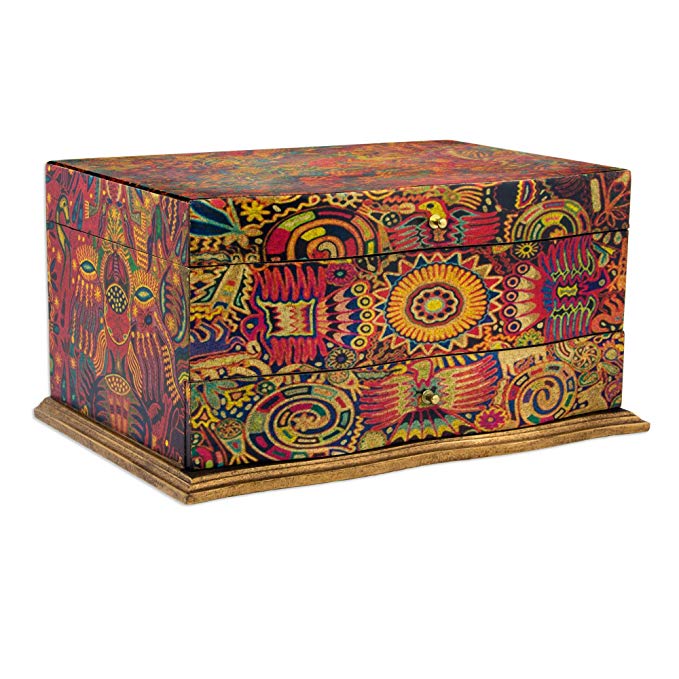 NOVICA Decorative Wood Decoupage Jewelry Box, Multicolor, Huichol Enchantment'