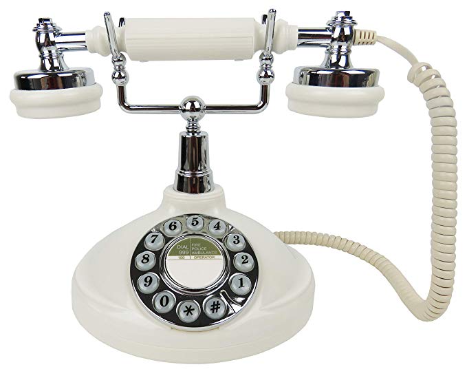 Antique Telephone-Classic Desk Phone with Push Botton for Home Decor-1920 White