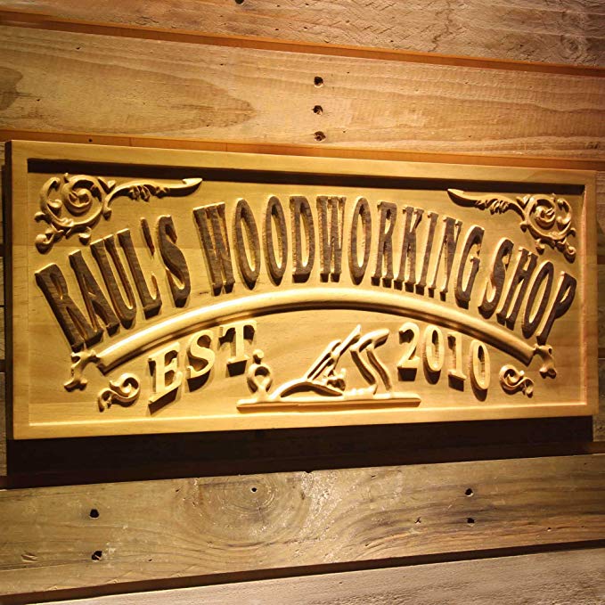 ADVPRO wpa0356 Name Personalized Woodworking Wood Shop Decoration Wood Engraved Wooden Sign - Large 26.75