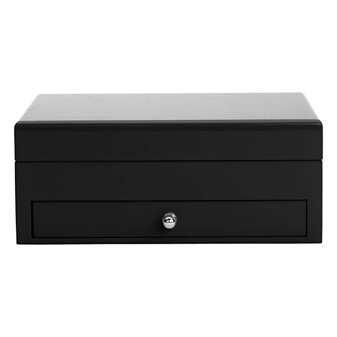 Reed & Barton 950BLK High Gloss Finish Jewelry Box, 9-1/2-Inch Length by 6-3/4-Inch Width by 3-3/4-Inch Height, Midnight