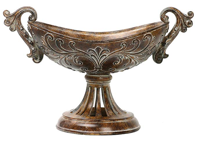 Sterling 87-1351 Composite Fortress Decorative Bowl on Stand, Brown/Gold