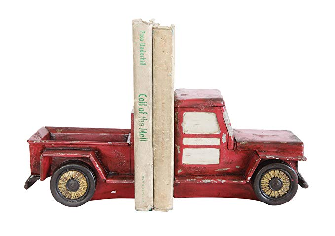 Creative Co-op DA7586 Set of Red Resin Truck Bookends