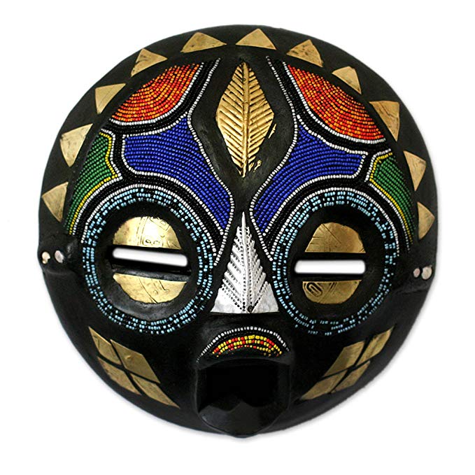 NOVICA Decorative Zambian Wood Mask, Multicolor 'My Bride'