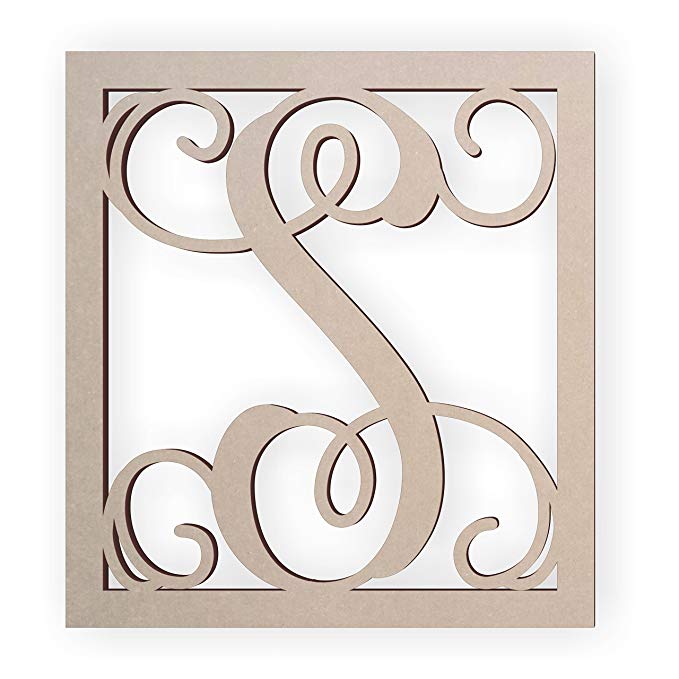 Jess and Jessica Wooden Letter S, Wooden Monogram Wall Hanging, Large Wooden Letters, Cursive Wood Letter