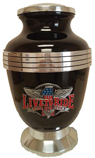 312 black Live to ride 3 ring urn with chrome gas cap