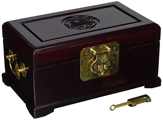 Oriental Furniture Rosewood Jewelry Box - Dark Rosewood