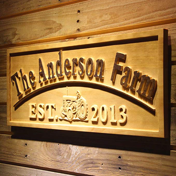 ADVPRO wpa0306 Name Personalized Farm with Tractor Home Decoration Housewarming Gifts Wood Engraved Wooden Sign - Large 26.75