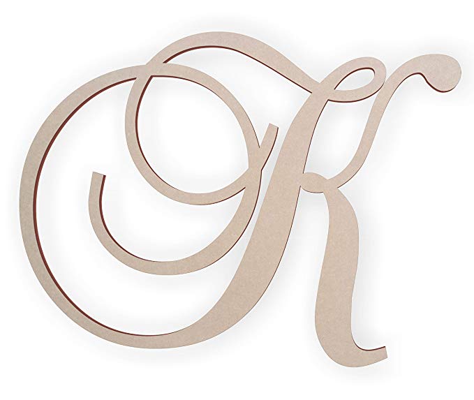 Jess and Jessica Wooden Letter K, Wooden Monogram Wall Hanging, Large Wooden Letters, Cursive Wood Letter