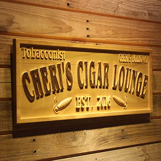 ADVPRO wpa0416 Tobacconist Name Personalized Cigar Lounge Shop Wood Engraved Wooden Sign - Large 26.75