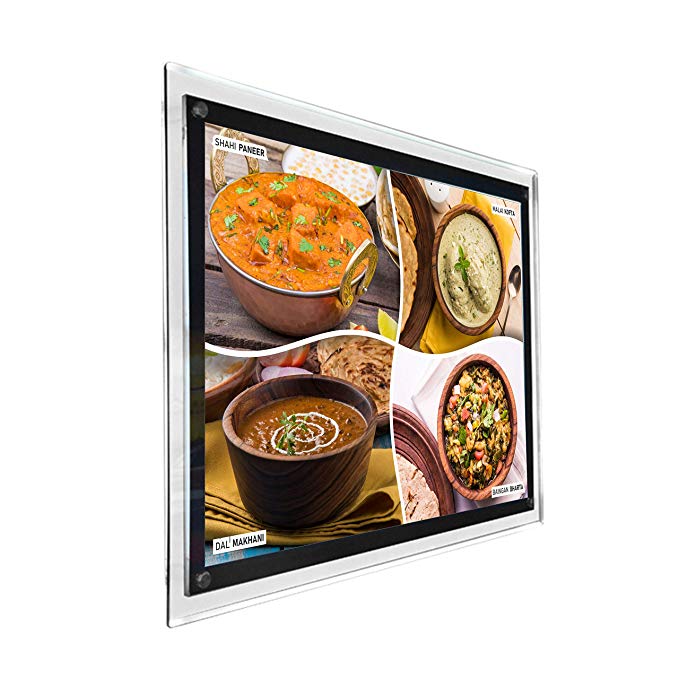 Wall Mounted Restaurant Fast Food Led Backlit Crystal Frame Menu Board Sign