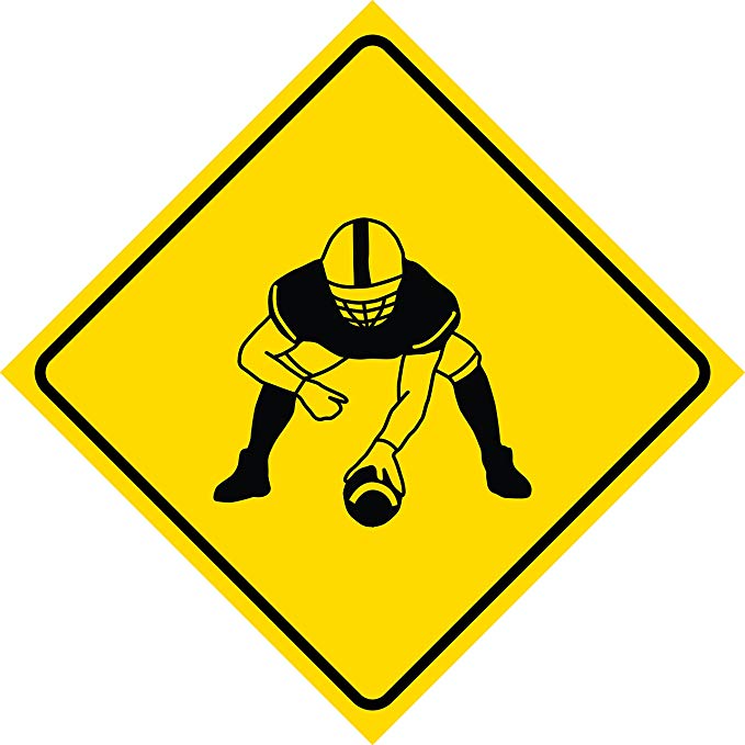 6 Pack - Aluminum Yellow Diamond Caution Football Player Crossing Signs Commercial Metal Square Sign, 12x12