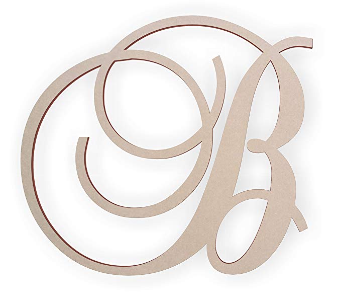 Jess and Jessica Wooden Letter B, Wooden Monogram Wall Hanging, Large Wooden Letters, Cursive Wood Letter