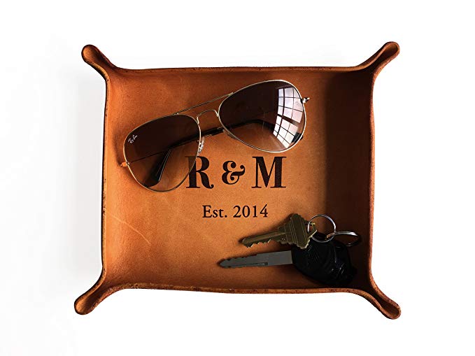 Leather Personalized Leather Catchall Tray (Large (7