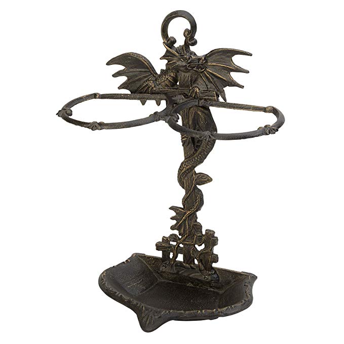 Design Toscano QH9267 Wyvern Dragon Iron Walking Stick Holder