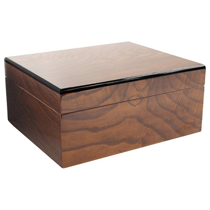 Savoy Small Ash Burl Humidor - Holds 25 Cigars