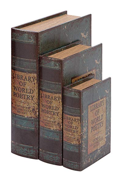 Deco 79 Faux Book Box Set with Library of World Poetry Theme
