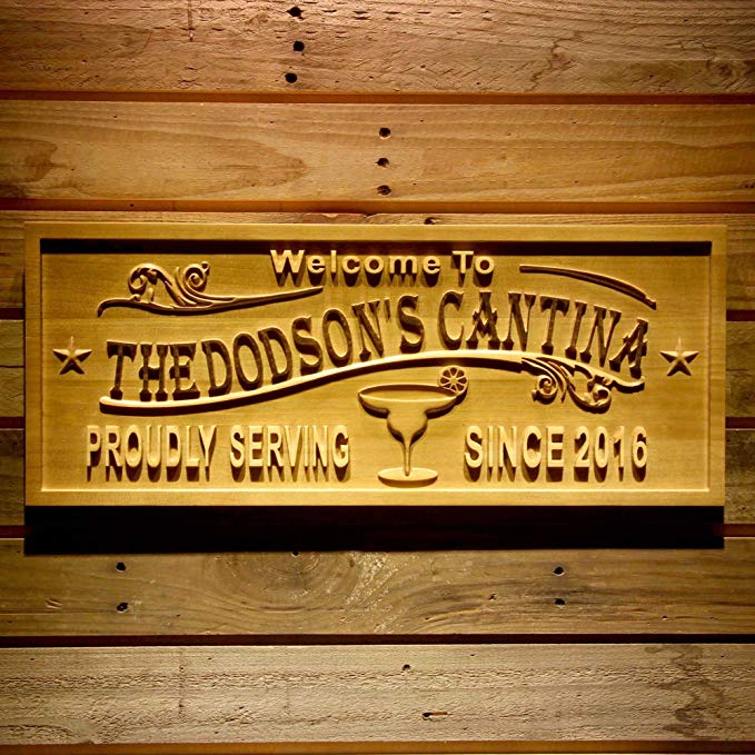 ADVPRO wpa0436 Cantina BAR Name Personalized with Est. Year Wood Engraved Wooden Sign - Large 26.75